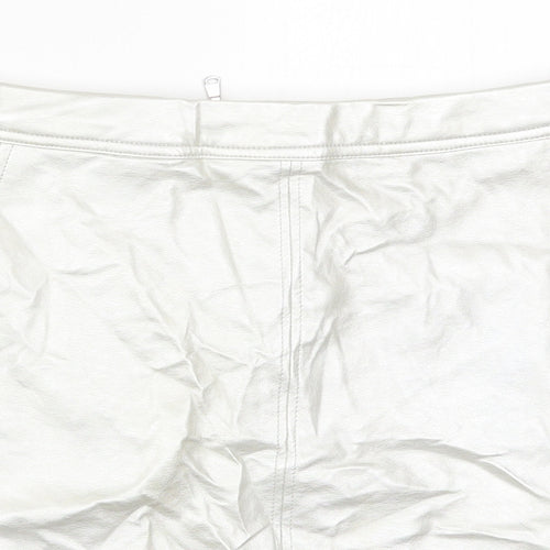 New Look Girls Silver  Polyurethane Mini Skirt Size 13 Years  Regular Zip
