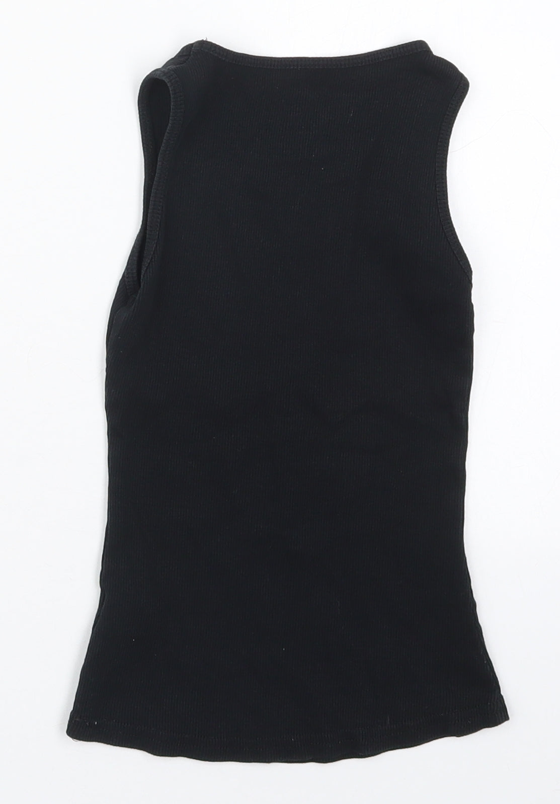 Evie Girls Black  Cotton Basic Tank Size 7-8 Years Round Neck Pullover