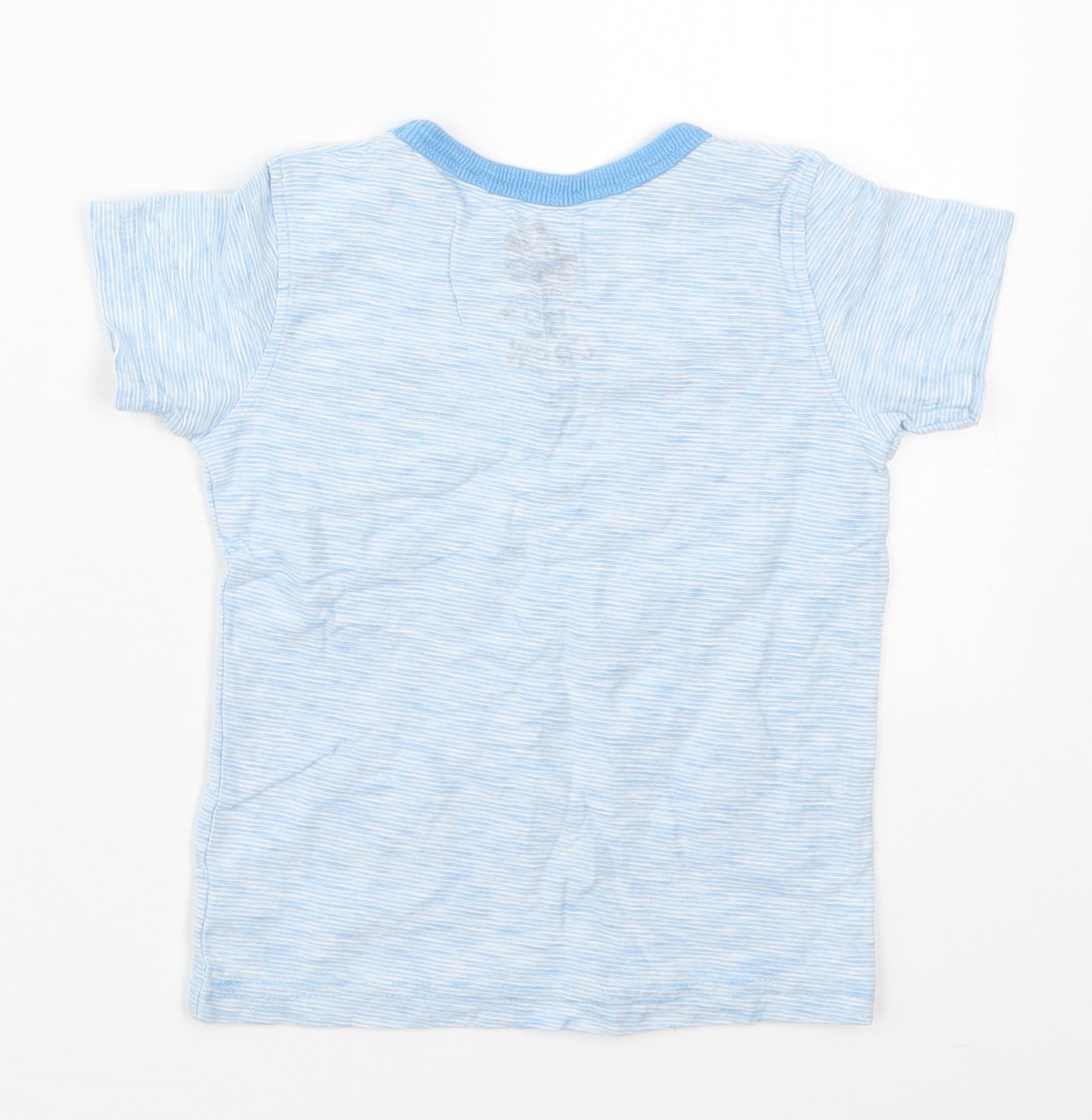 NEXT Boys Blue Striped Cotton Basic T-Shirt Size 18-24 Months Crew Neck Pullover