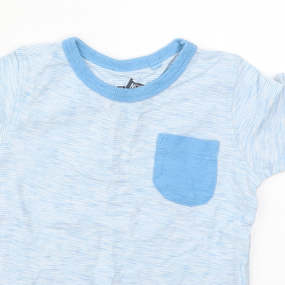 NEXT Boys Blue Striped Cotton Basic T-Shirt Size 18-24 Months Crew Neck Pullover