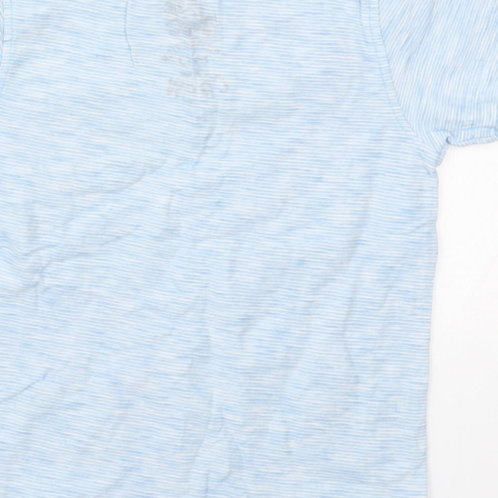 NEXT Boys Blue Striped Cotton Basic T-Shirt Size 18-24 Months Crew Neck Pullover