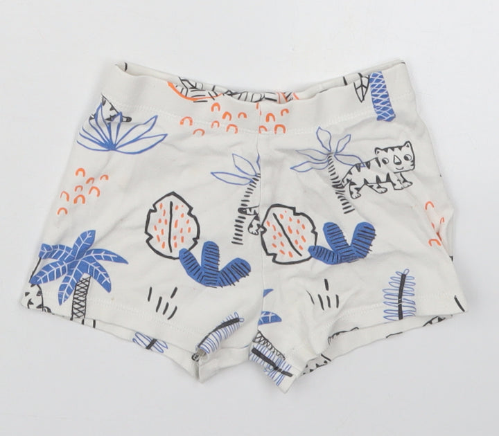 F&F Baby White Cotton Cropped Trousers Size 18-24 Months - Cat Jungle Sleep Shorts