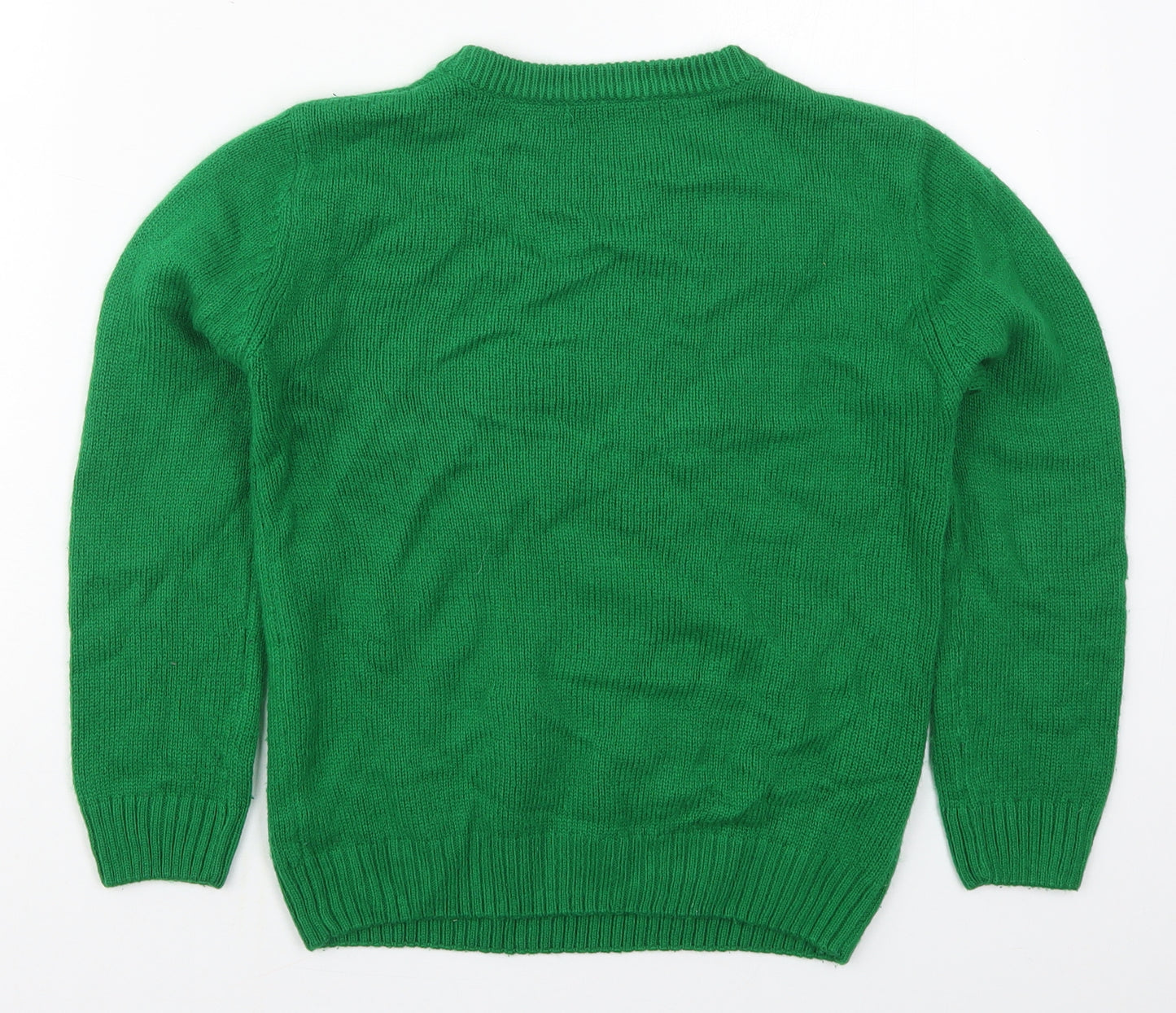 George Boys Green Round Neck  Acrylic Pullover Jumper Size 8-9 Years  Pullover - Elf