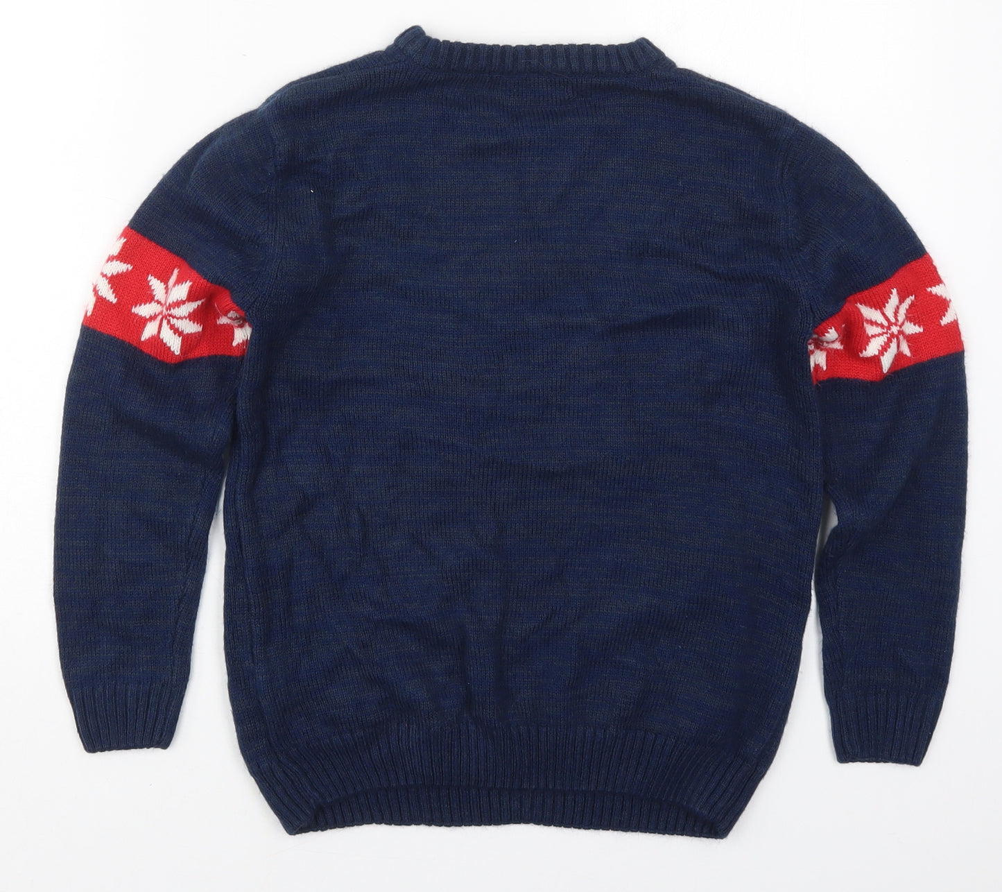 George Boys Blue Round Neck  Acrylic Pullover Jumper Size 10-11 Years  Pullover - Rudolph