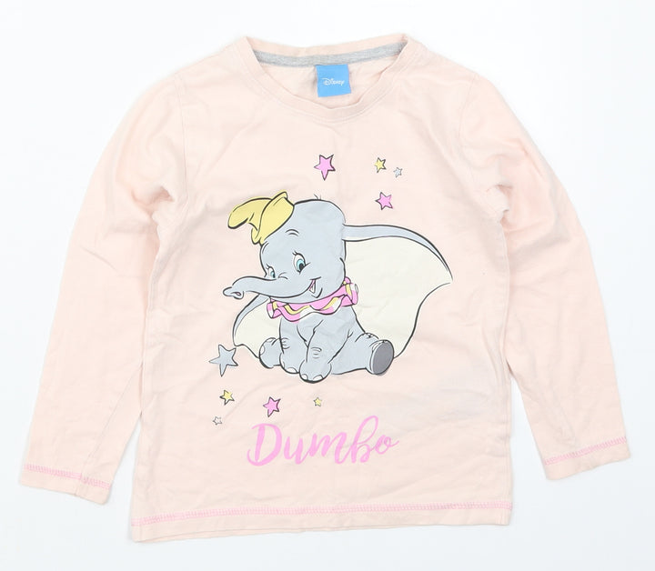 Avon Girls Pink Solid Cotton Top Pyjama Top Size 5-6 Years Pullover - Dumbo