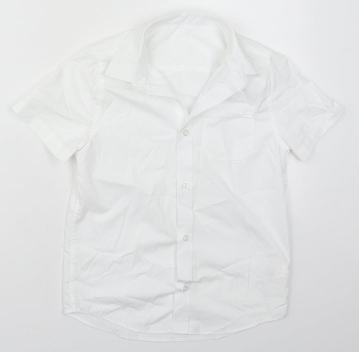 F&F Boys White  Polyester Basic Button-Up Size 8-9 Years Collared Button