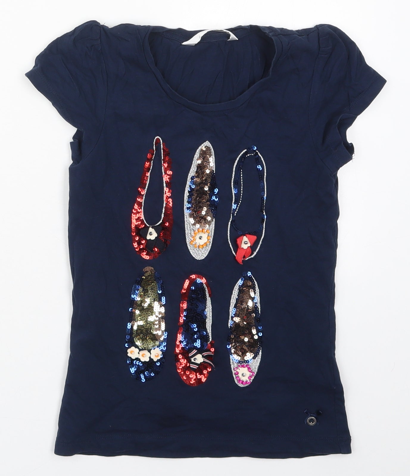 Jasper Conran Girls Blue  Cotton Basic T-Shirt Size 9-10 Years Crew Neck Pullover - Pretty Shoes
