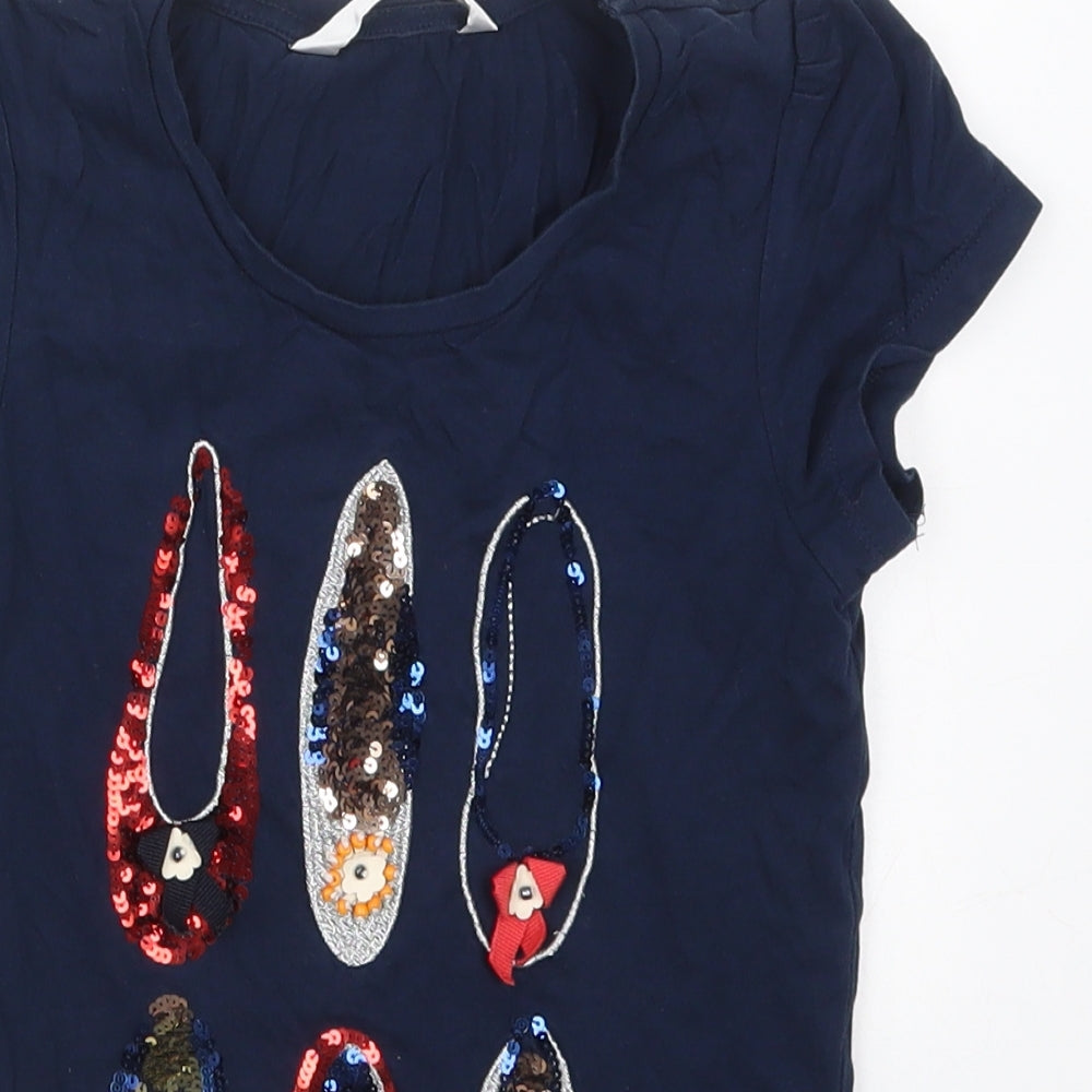 Jasper Conran Girls Blue  Cotton Basic T-Shirt Size 9-10 Years Crew Neck Pullover - Pretty Shoes
