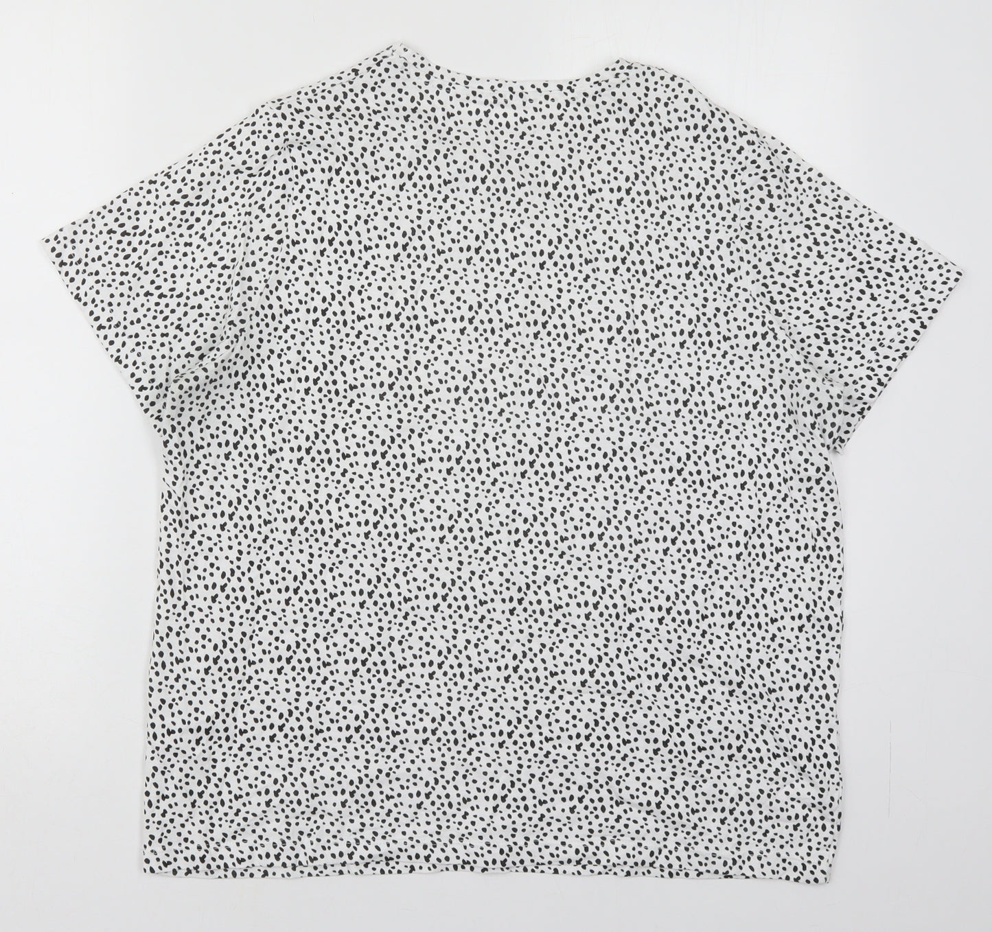 Dunnes Womens White  Cotton Basic T-Shirt Size XL Crew Neck - Spotted