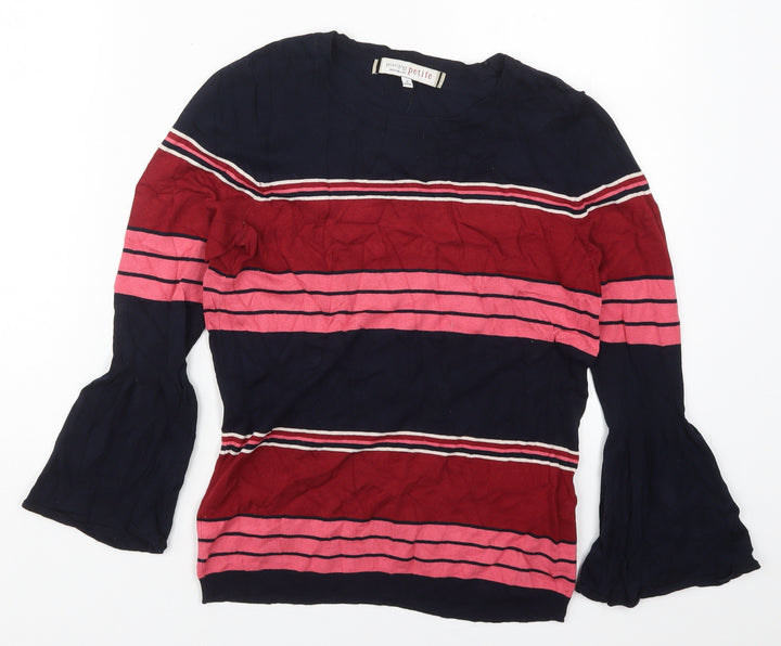 Principles Womens Pink Round Neck Striped Viscose Pullover Jumper Size 8