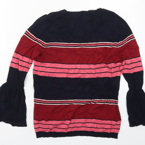 Principles Womens Pink Round Neck Striped Viscose Pullover Jumper Size 8