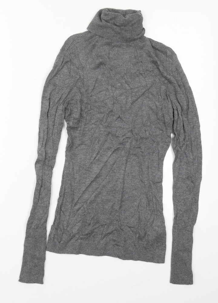 H&M Womens Grey Roll Neck  Viscose Pullover Jumper Size XS