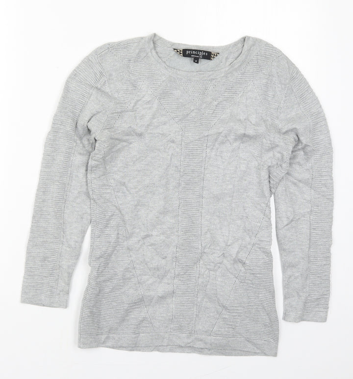 Principles Womens Grey Round Neck Viscose Pullover Jumper Size 8