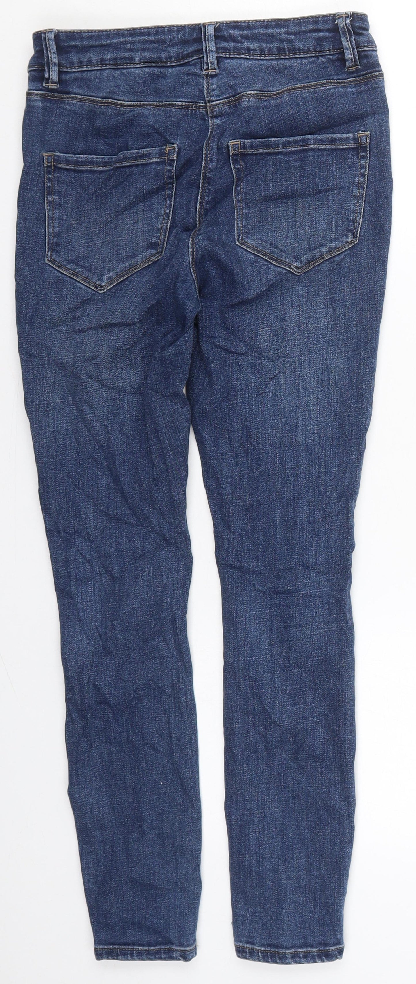 NEXT Womens Blue  Cotton Skinny Jeans Size 8 L25 in Regular Button