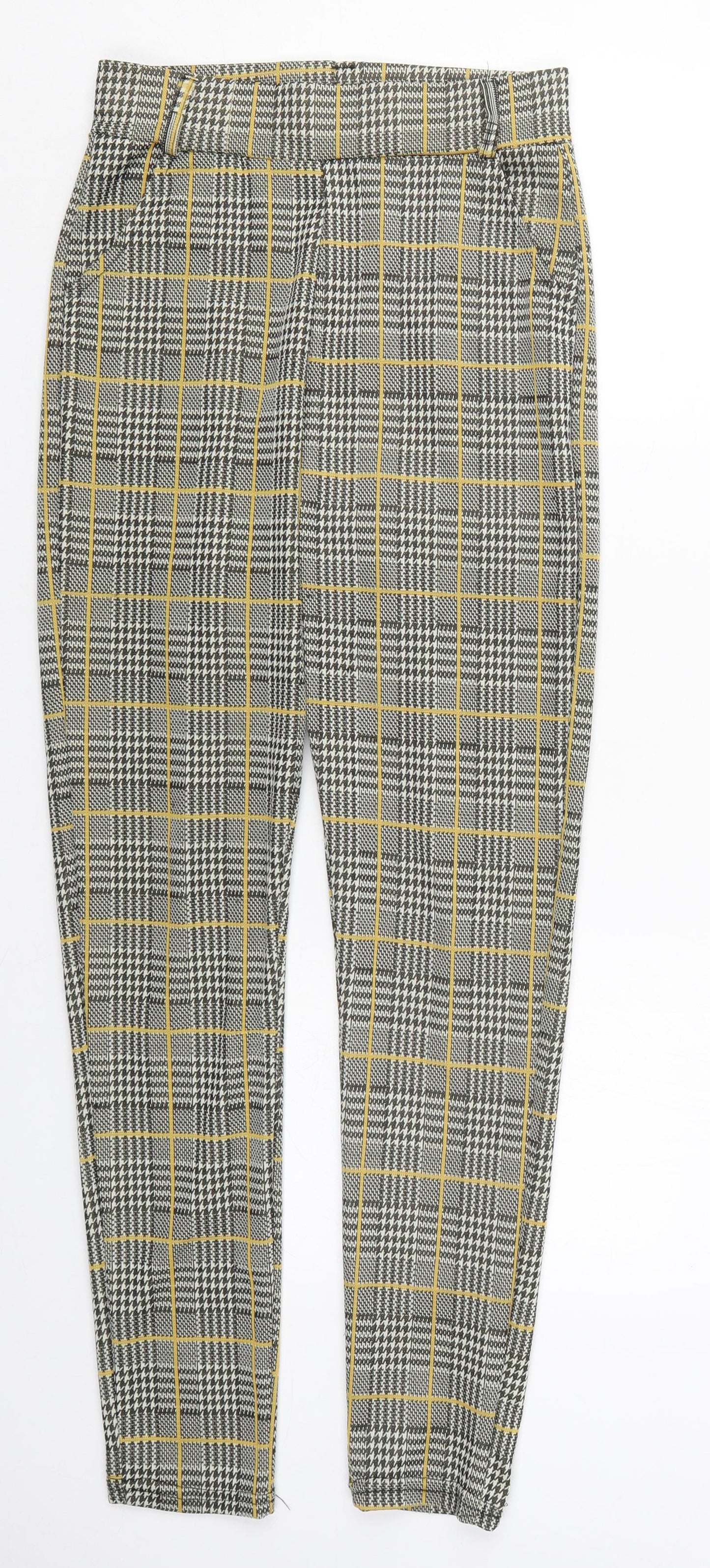 Preworn Womens Yellow Check Nylon Carrot Leggings Size S L27 in