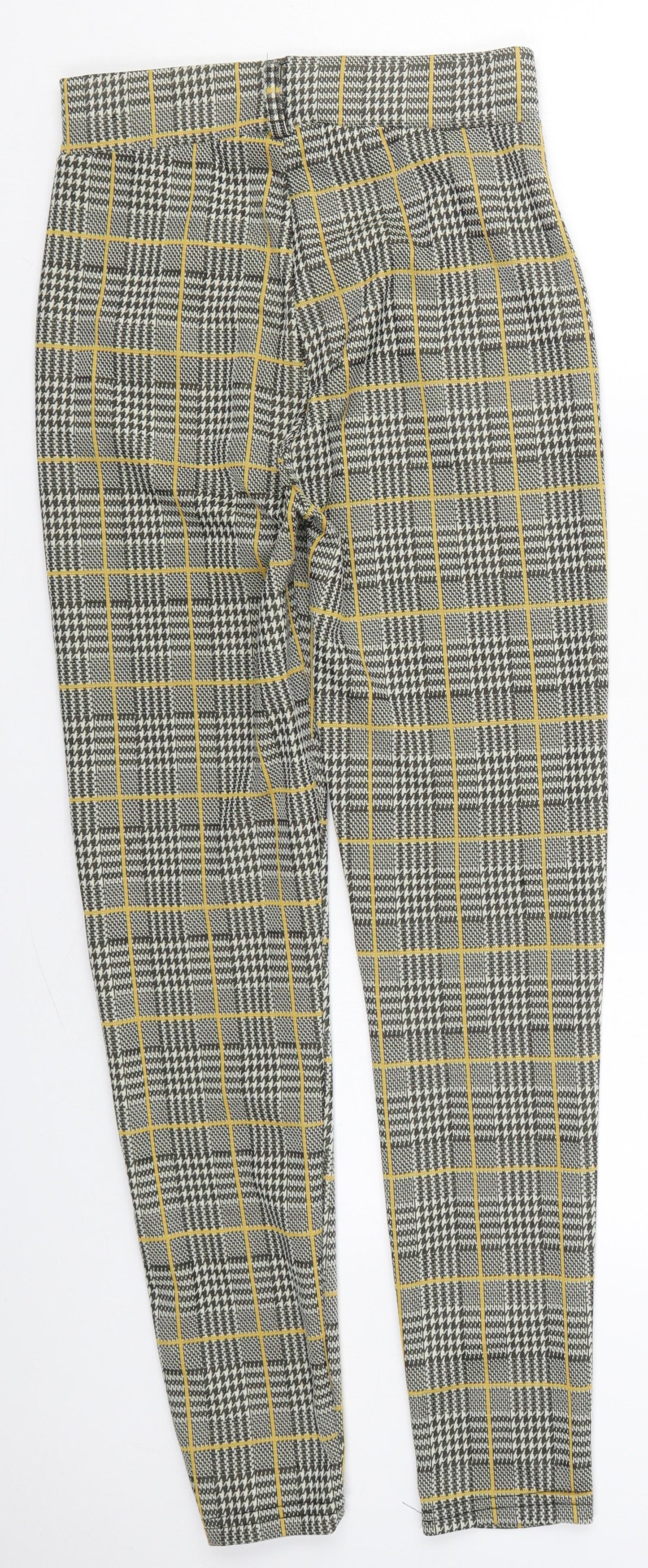 Preworn Womens Yellow Check Nylon Carrot Leggings Size S L27 in