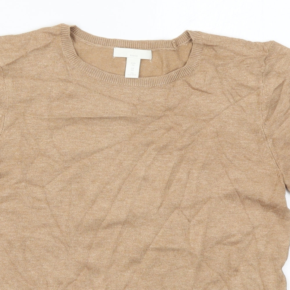 H&M Womens Beige  Viscose Basic T-Shirt Size XS Crew Neck