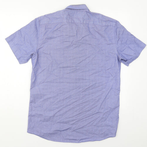Taylor & Wright Mens Blue  Cotton  Button-Up Size 15.5 Collared Button