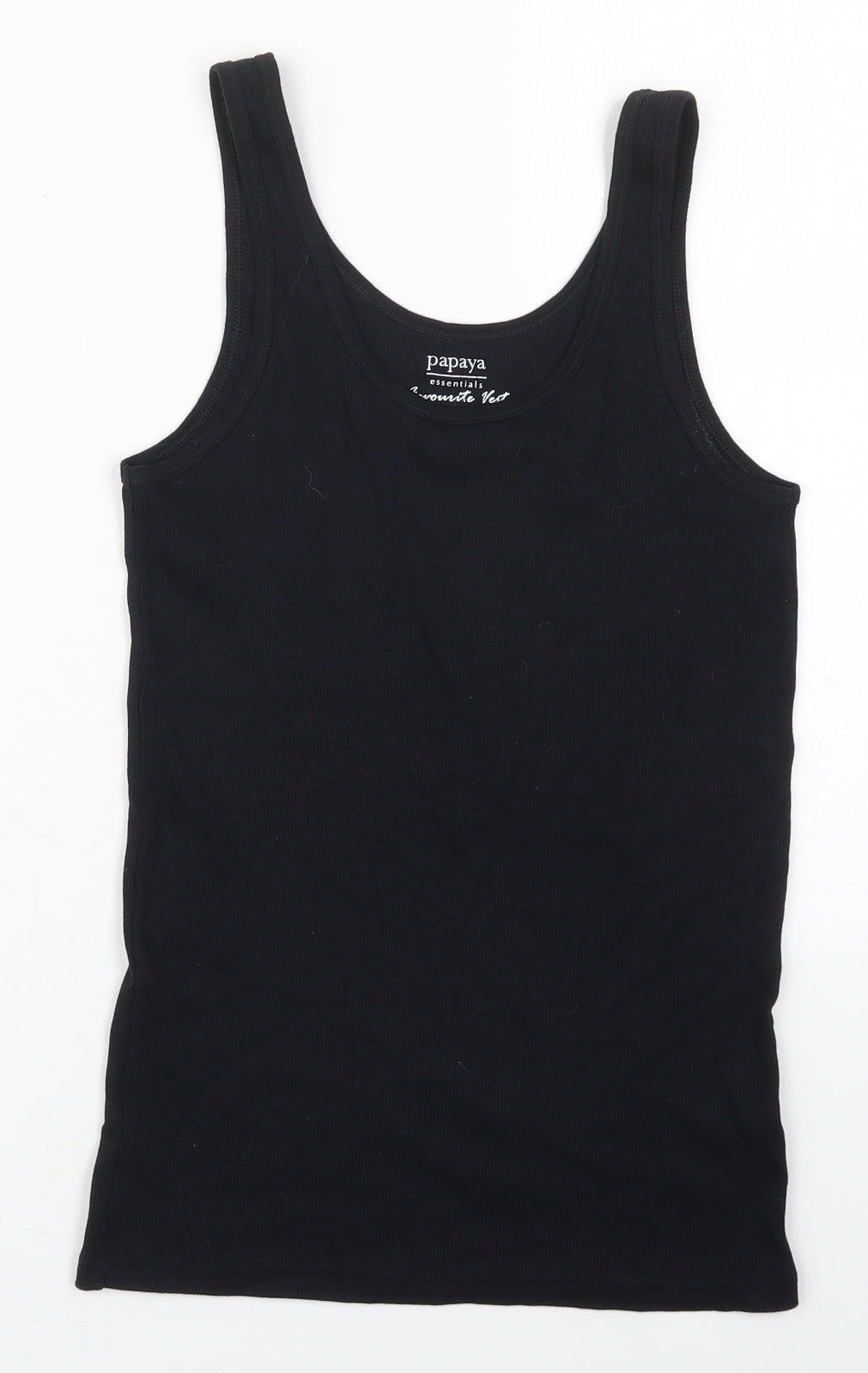 Papaya Womens Black  Cotton Basic Tank Size 12 Scoop Neck