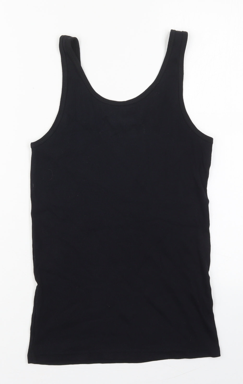 Papaya Womens Black  Cotton Basic Tank Size 12 Scoop Neck