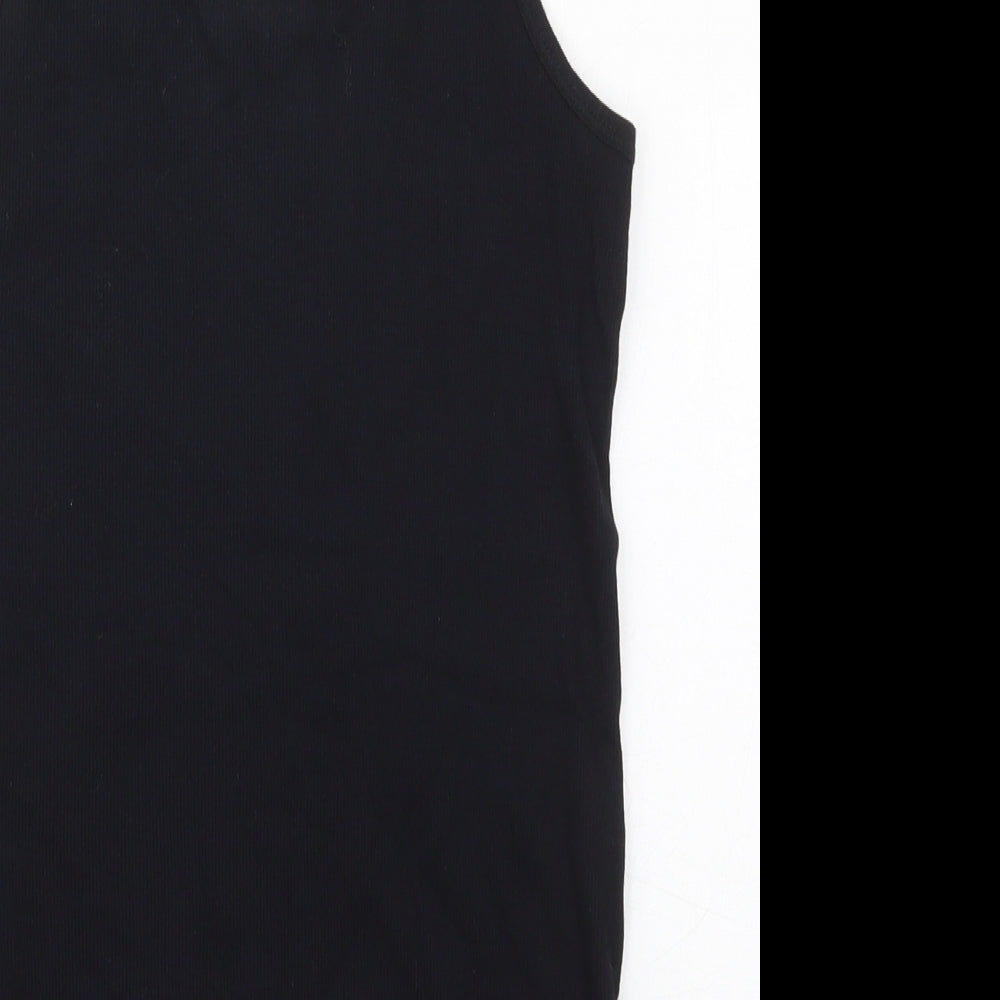 Papaya Womens Black  Cotton Basic Tank Size 12 Scoop Neck