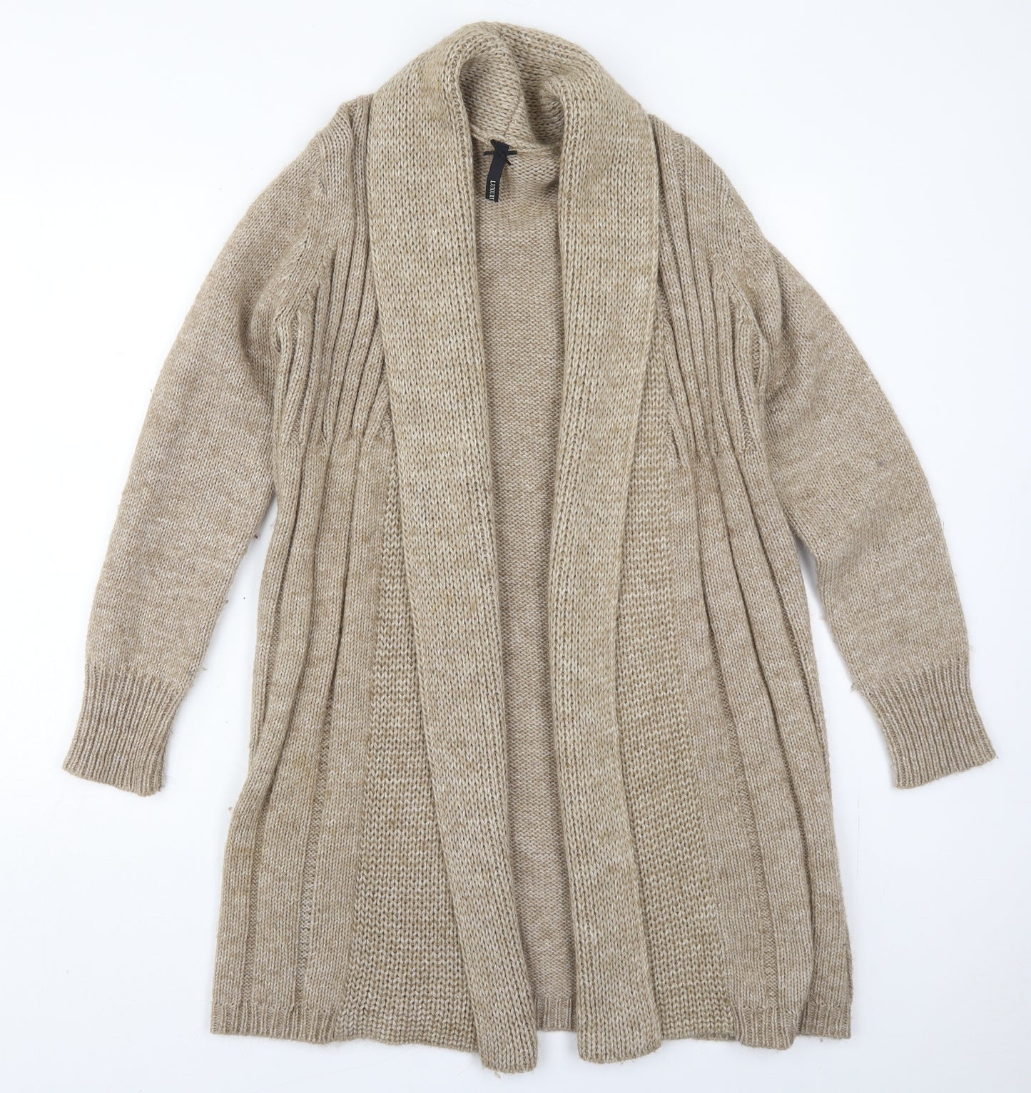 BHS Womens Beige V-Neck  Acrylic Cardigan Jumper Size 10