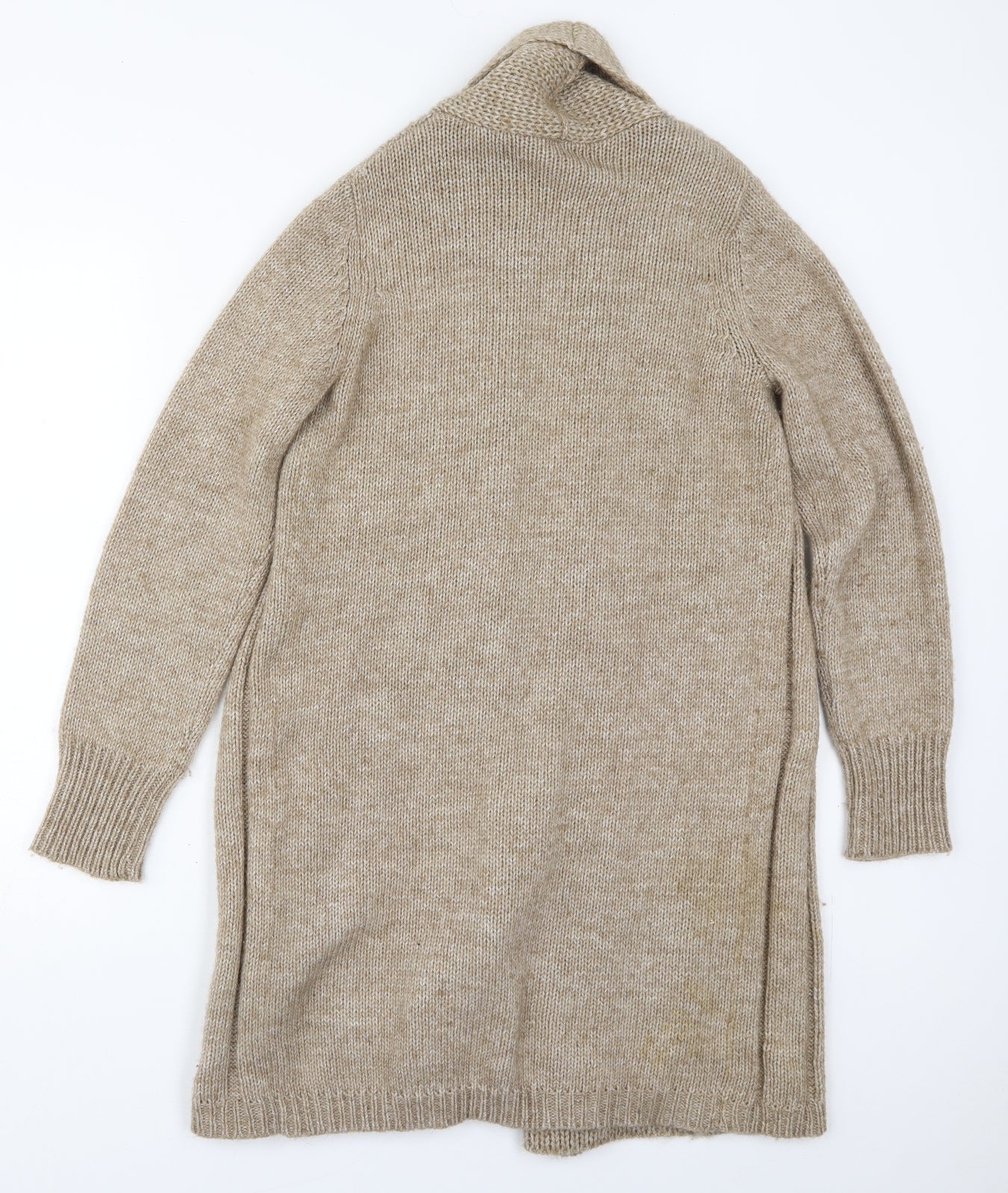 BHS Womens Beige V-Neck  Acrylic Cardigan Jumper Size 10