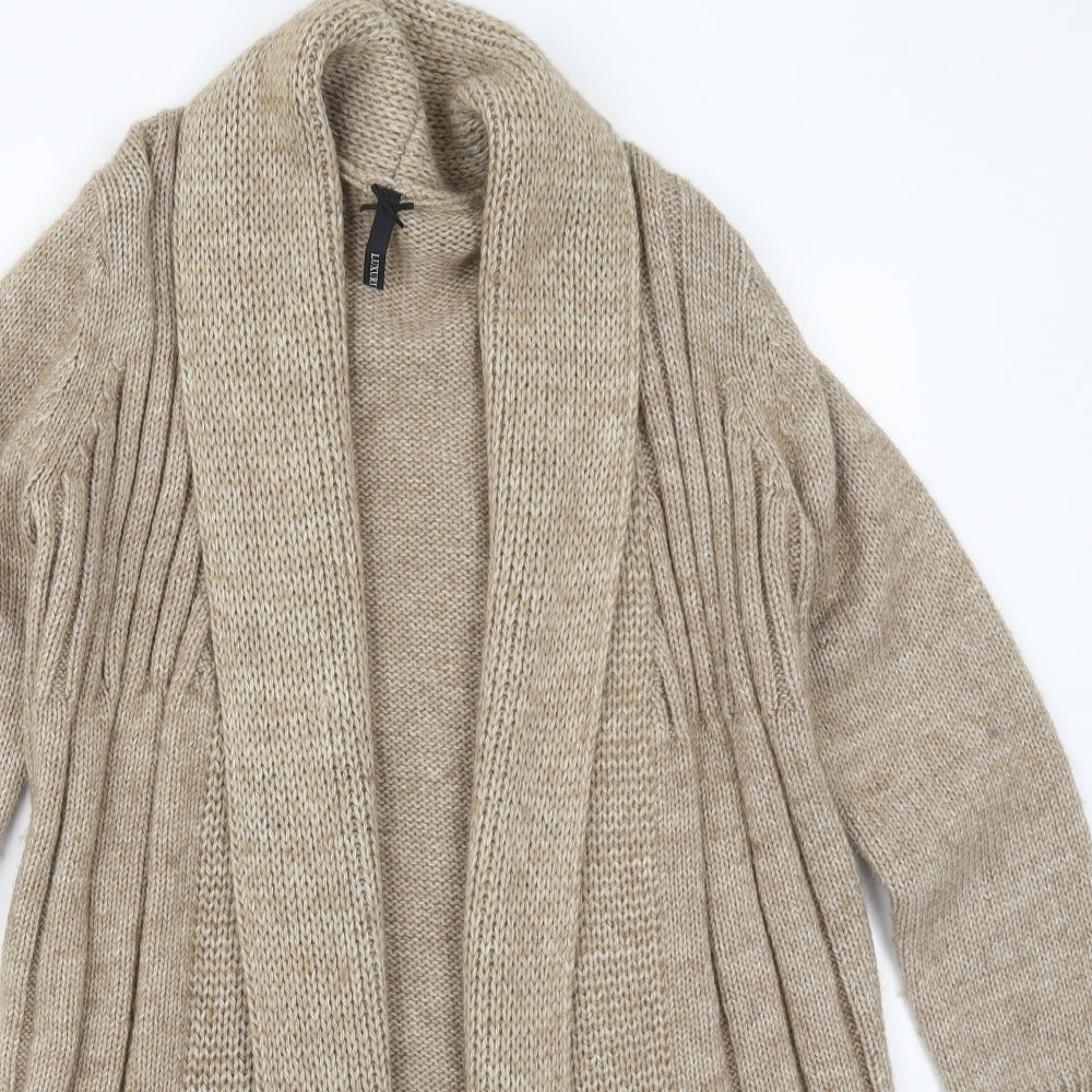 BHS Womens Beige V-Neck  Acrylic Cardigan Jumper Size 10