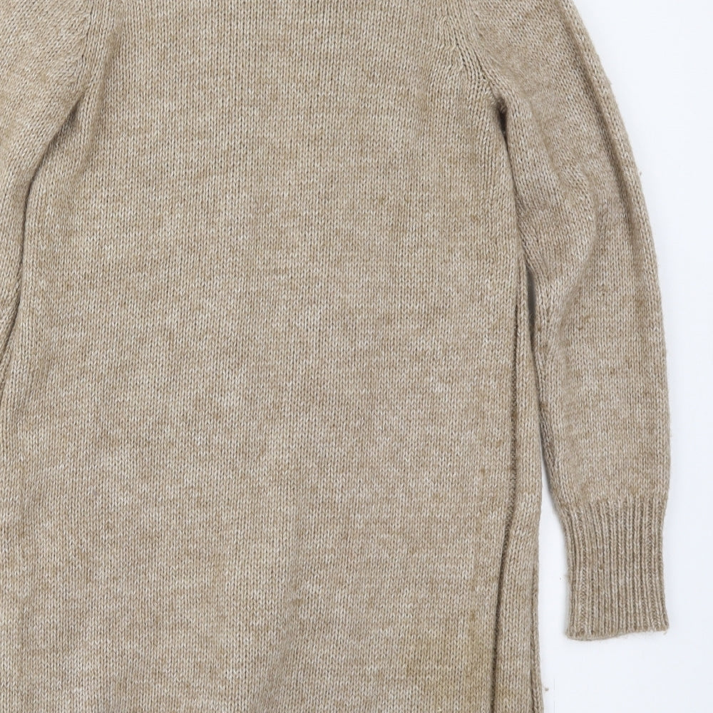 BHS Womens Beige V-Neck  Acrylic Cardigan Jumper Size 10