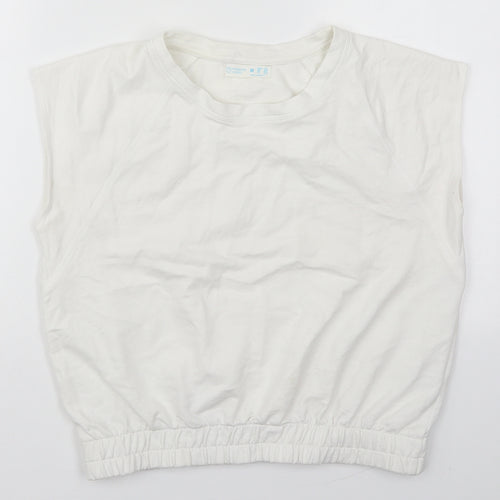 Primark Womens White  Cotton Pullover Sweatshirt Size 12  Pullover