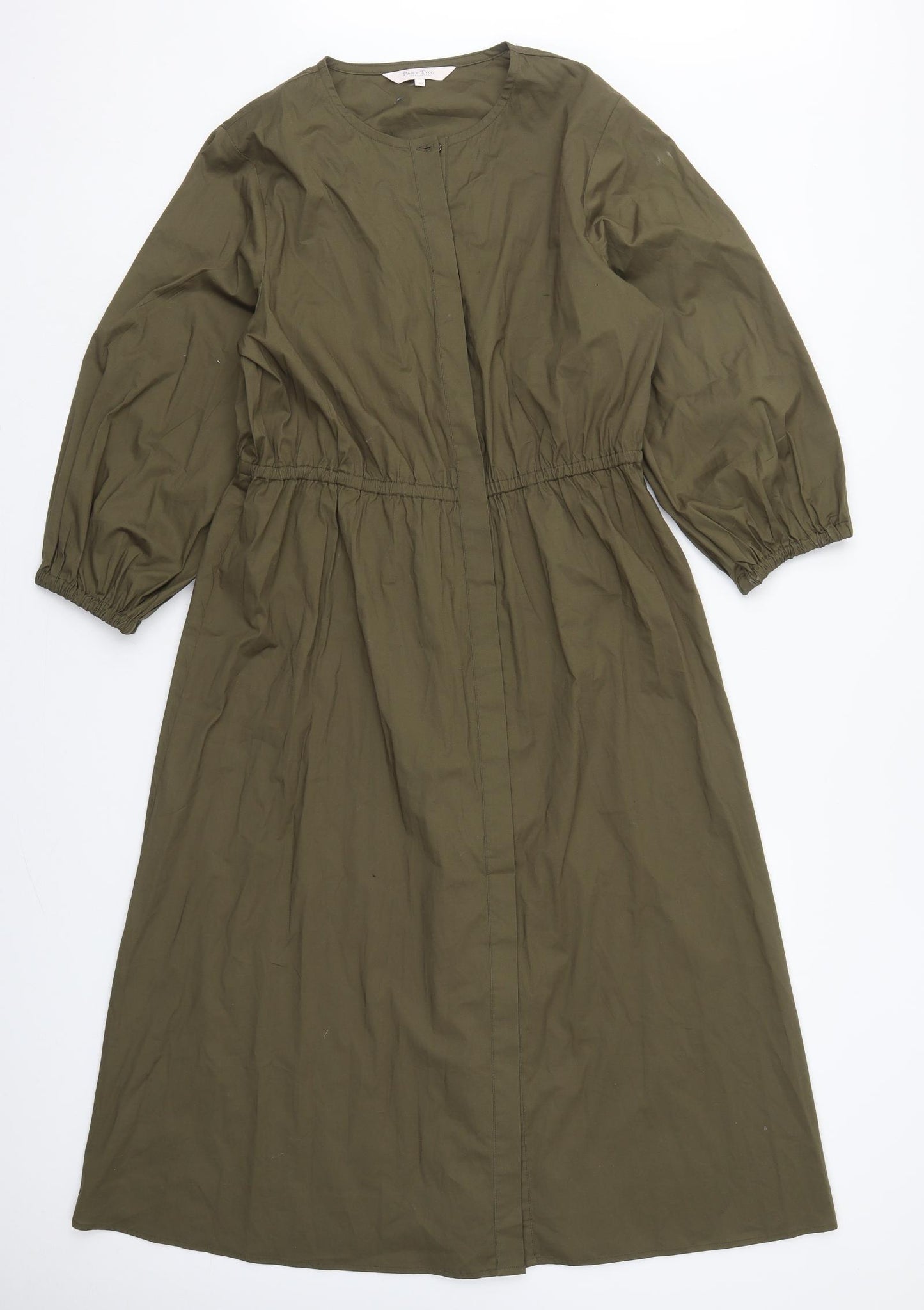 Part Two Womens Green  Cotton A-Line  Size 12  Round Neck Button