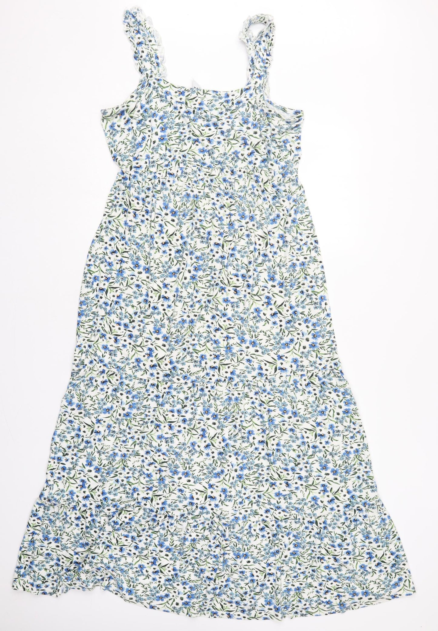 Dorothy Perkins Womens Blue Floral Viscose Trapeze & Swing  Size 14  Scoop Neck Pullover