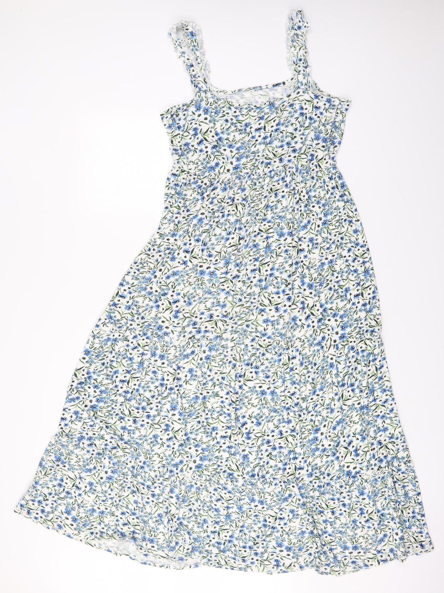 Dorothy Perkins Womens Blue Floral Viscose Trapeze & Swing  Size 14  Scoop Neck Pullover