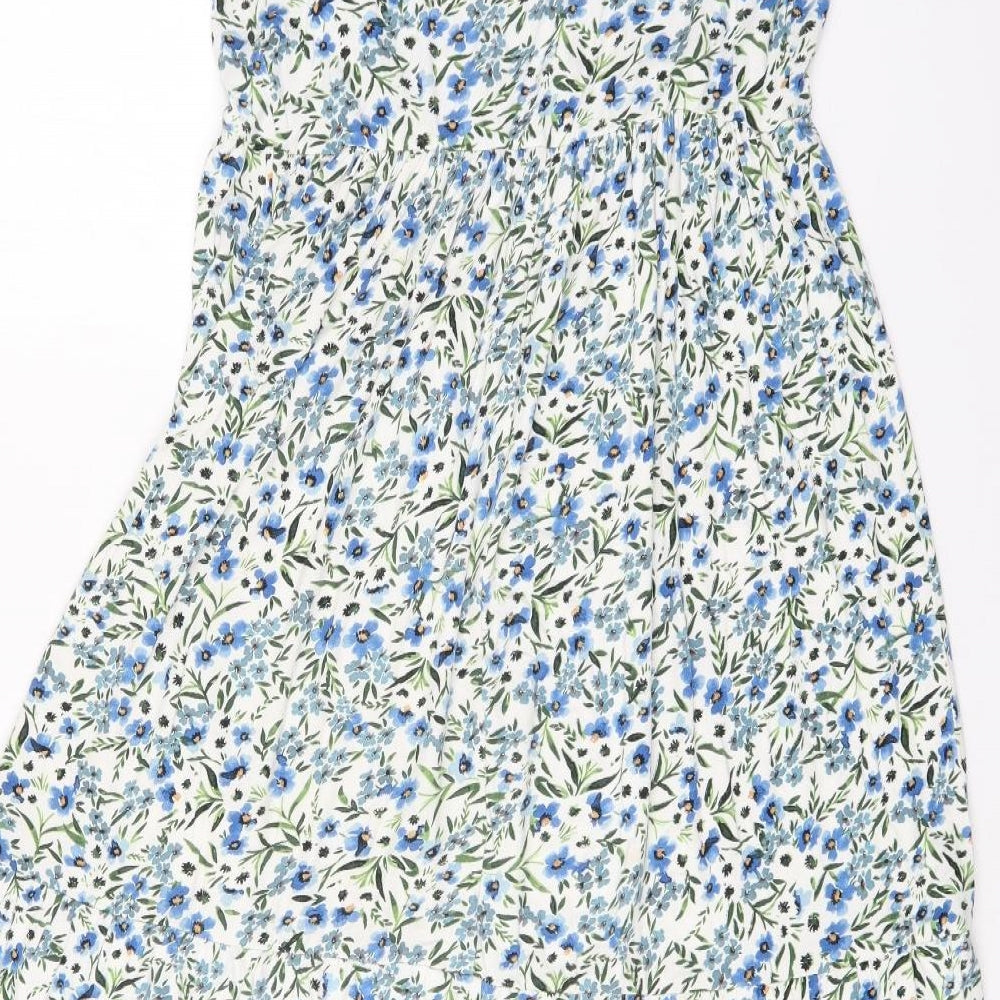 Dorothy Perkins Womens Blue Floral Viscose Trapeze & Swing  Size 14  Scoop Neck Pullover