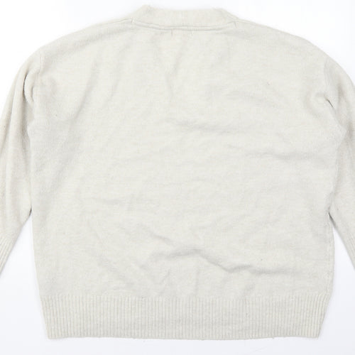 H&M Womens Grey V-Neck  Polyester Pullover Jumper Size L