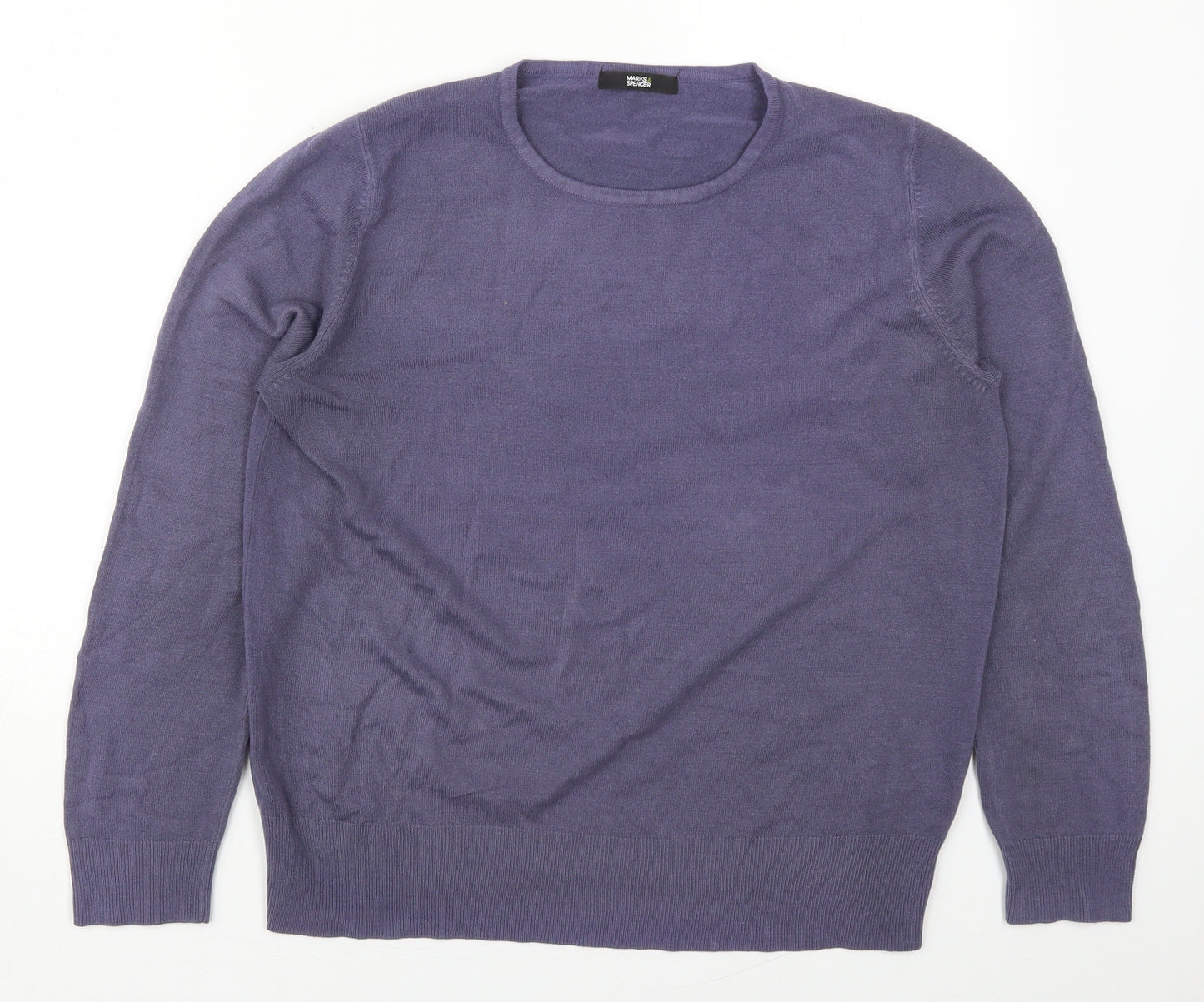 Marks and Spencer Womens Purple Round Neck  Acrylic Pullover Jumper Size 14