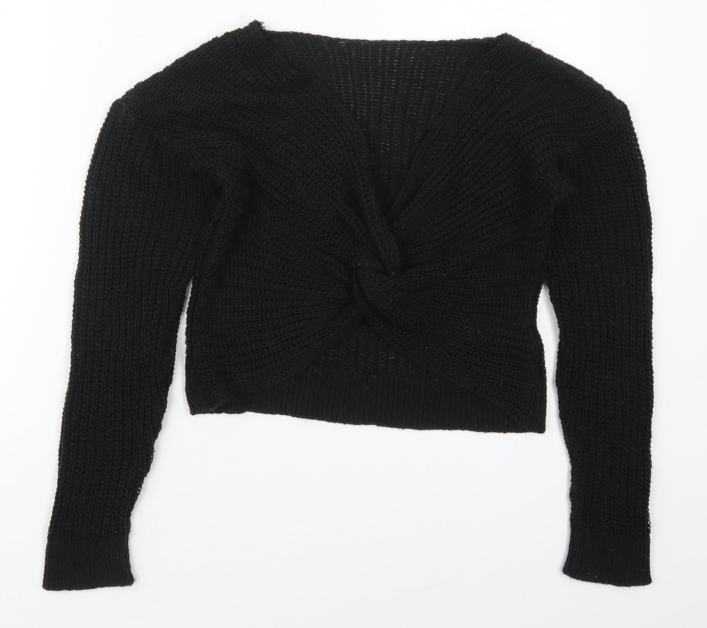 New Look Womens Black V-Neck  Acrylic Pullover Jumper Size S