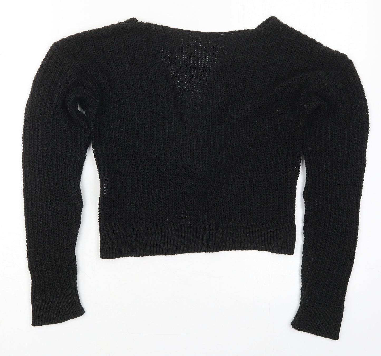 New Look Womens Black V-Neck  Acrylic Pullover Jumper Size S