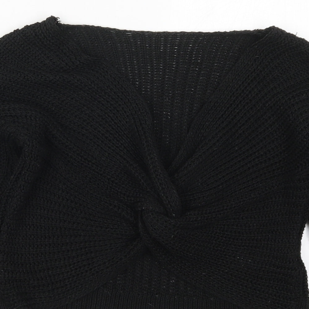 New Look Womens Black V-Neck  Acrylic Pullover Jumper Size S
