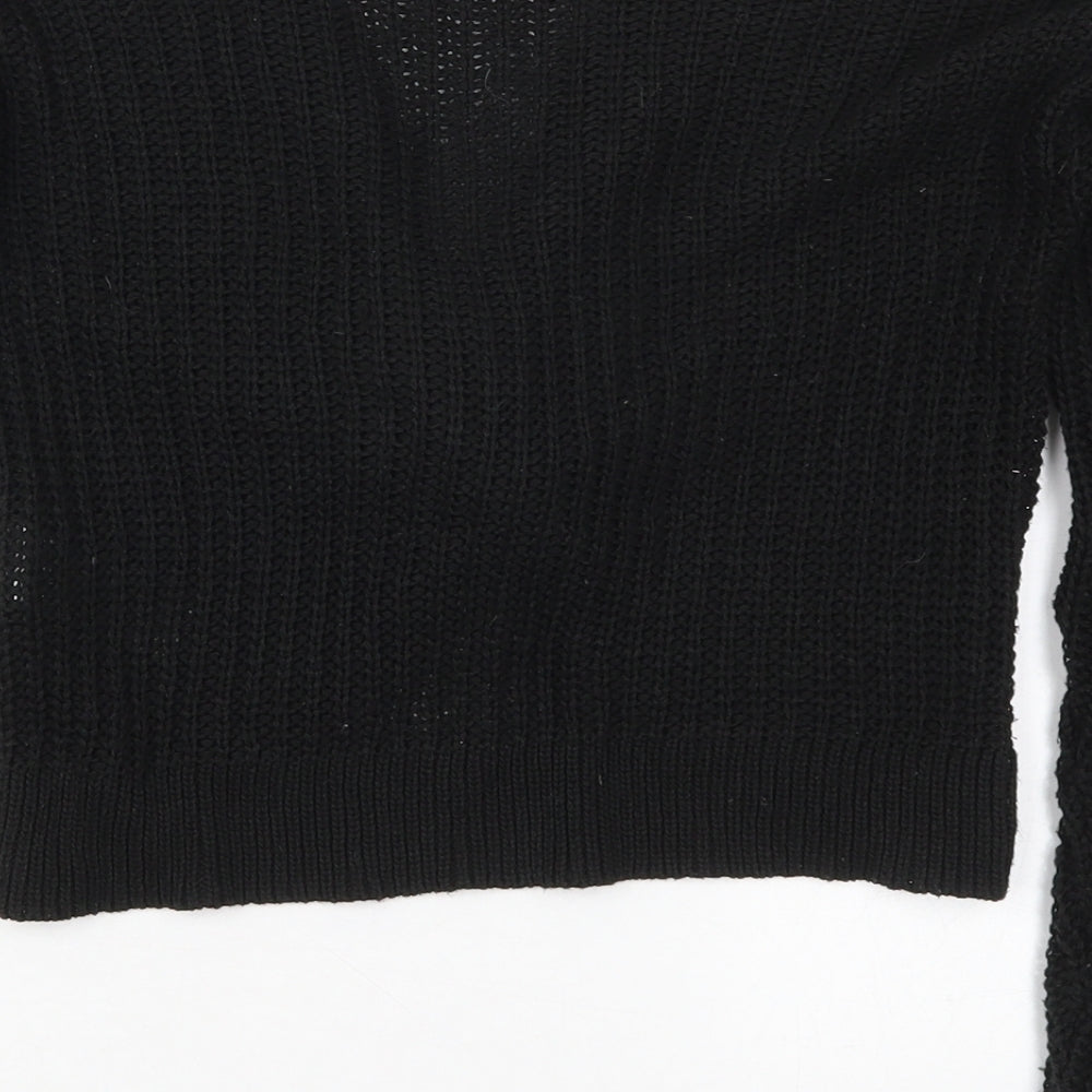 New Look Womens Black V-Neck  Acrylic Pullover Jumper Size S