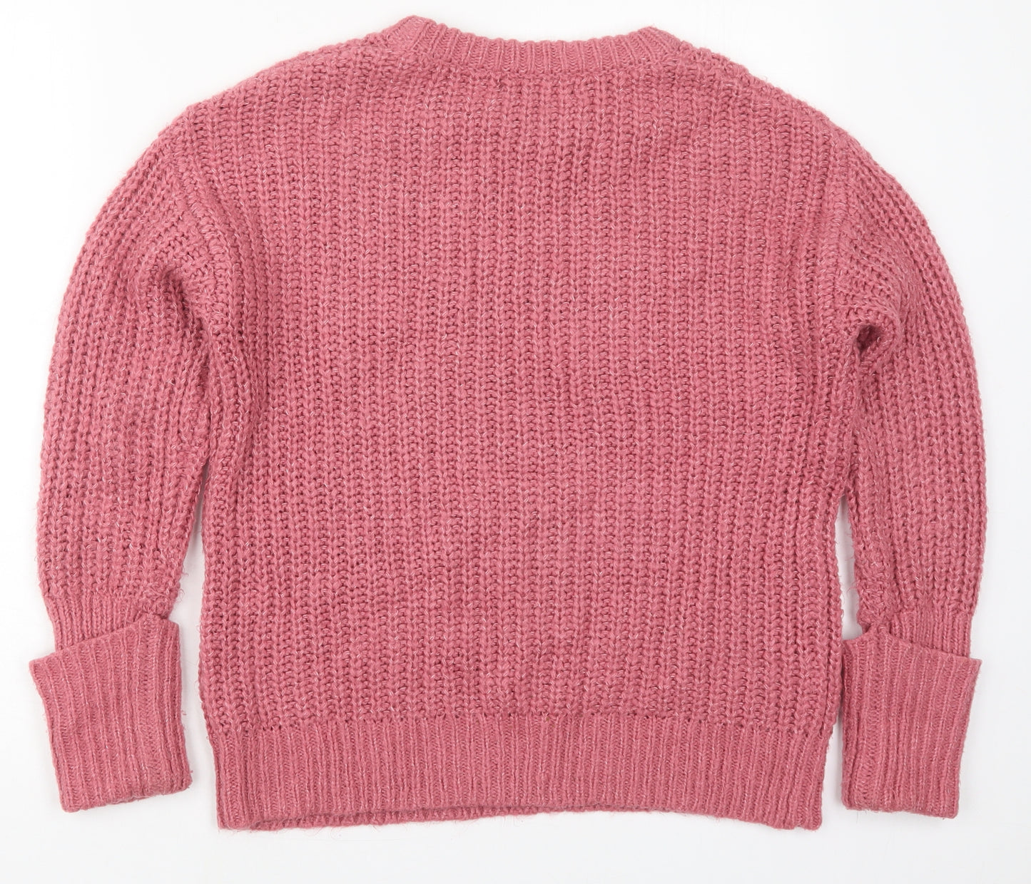 George Womens Pink Round Neck  Acrylic Pullover Jumper Size 8