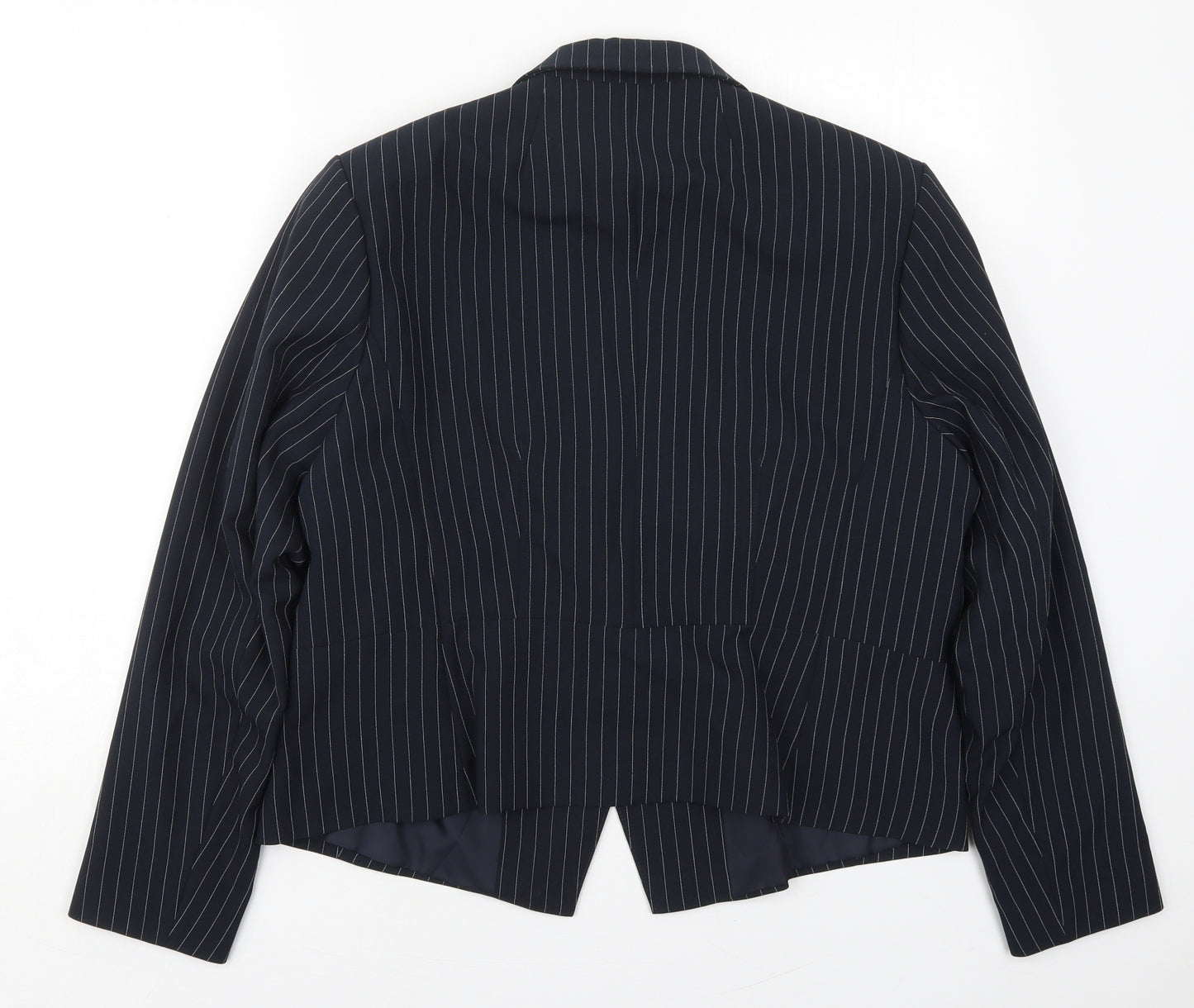 Marks and Spencer Womens Blue Striped Polyester Jacket Suit Jacket Size 18