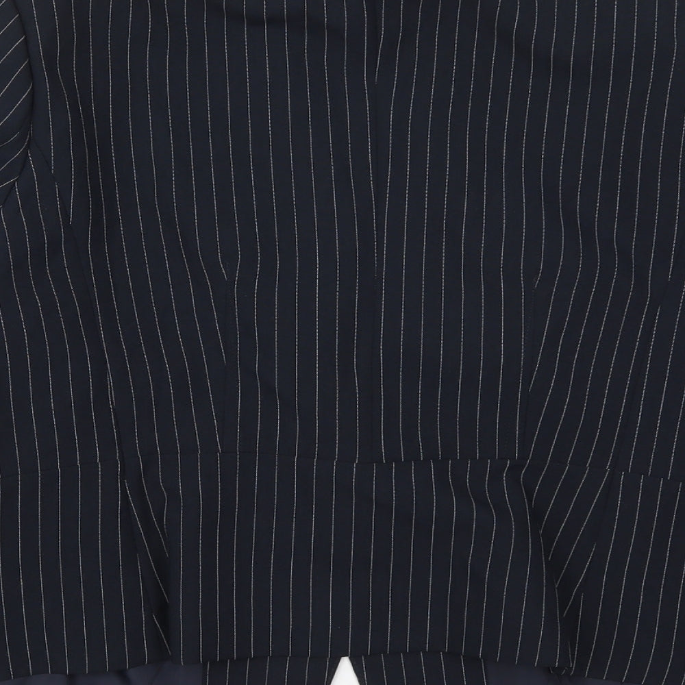 Marks and Spencer Womens Blue Striped Polyester Jacket Suit Jacket Size 18
