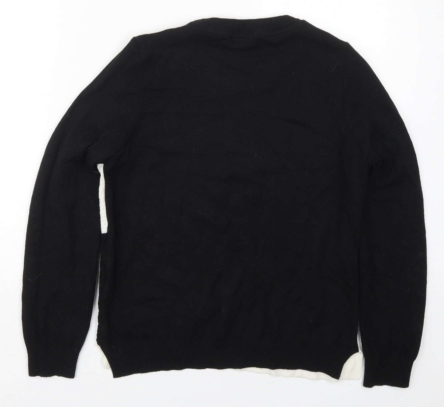 F&F Womens Black Round Neck  Acrylic Pullover Jumper Size 12   - Black and White Colour Block