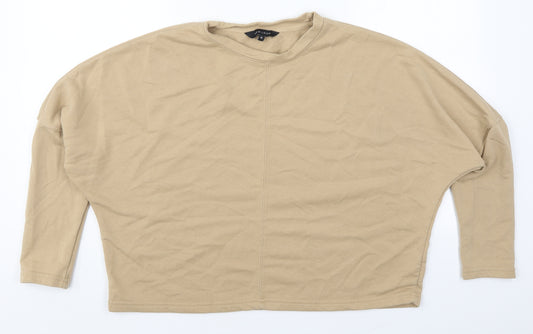 Front view of New Look women’s beige polyester pullover sweatshirt, size UK 14, pullover