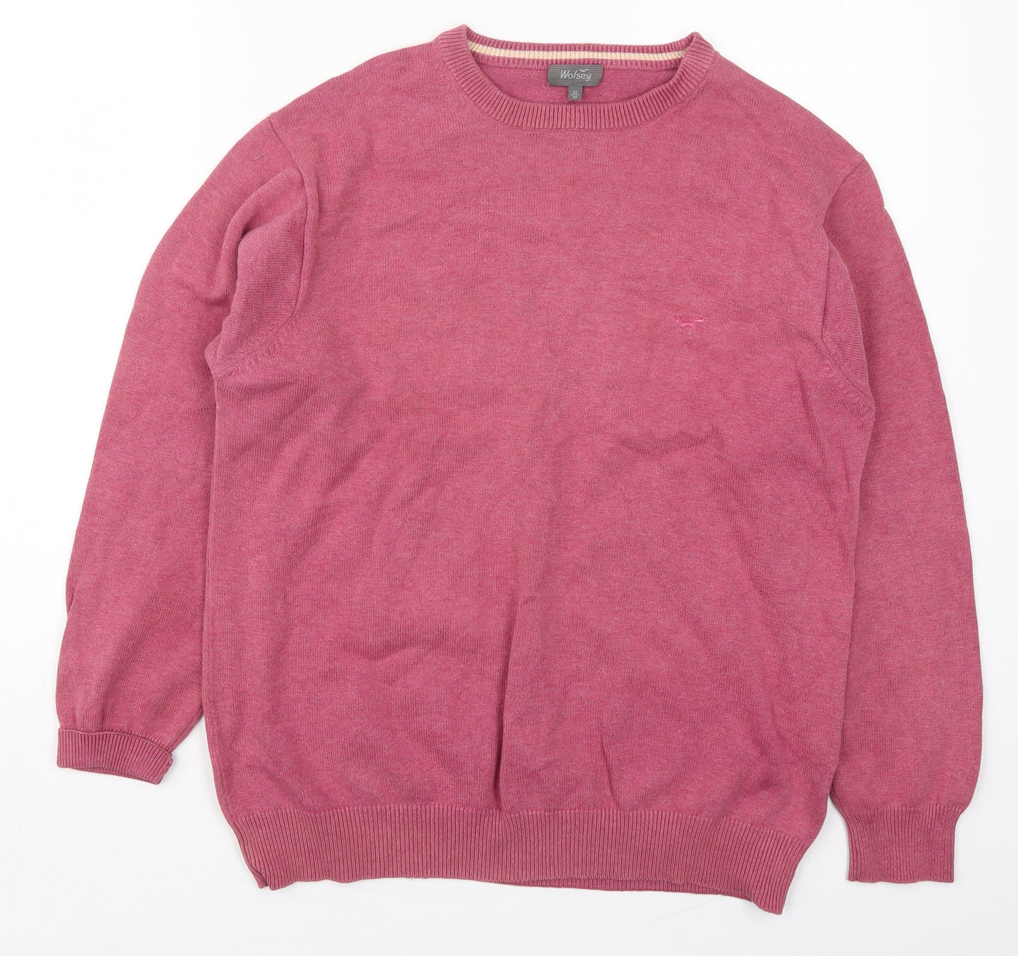 Wolsey Mens Pink Round Neck  Cotton Pullover Jumper Size M