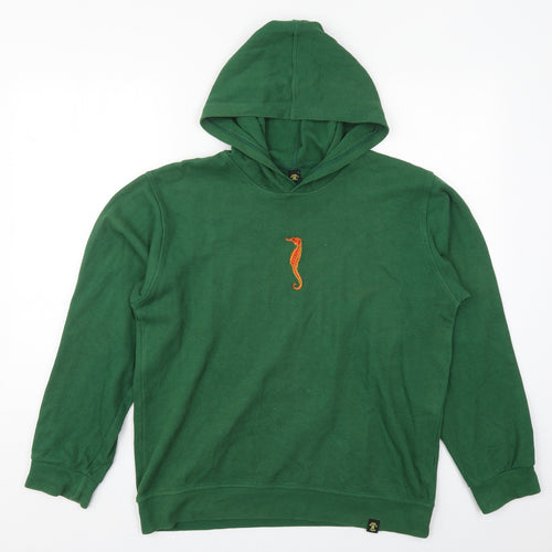Double Tank Womens Green  Cotton Pullover Hoodie Size L  Pullover - Seahorse