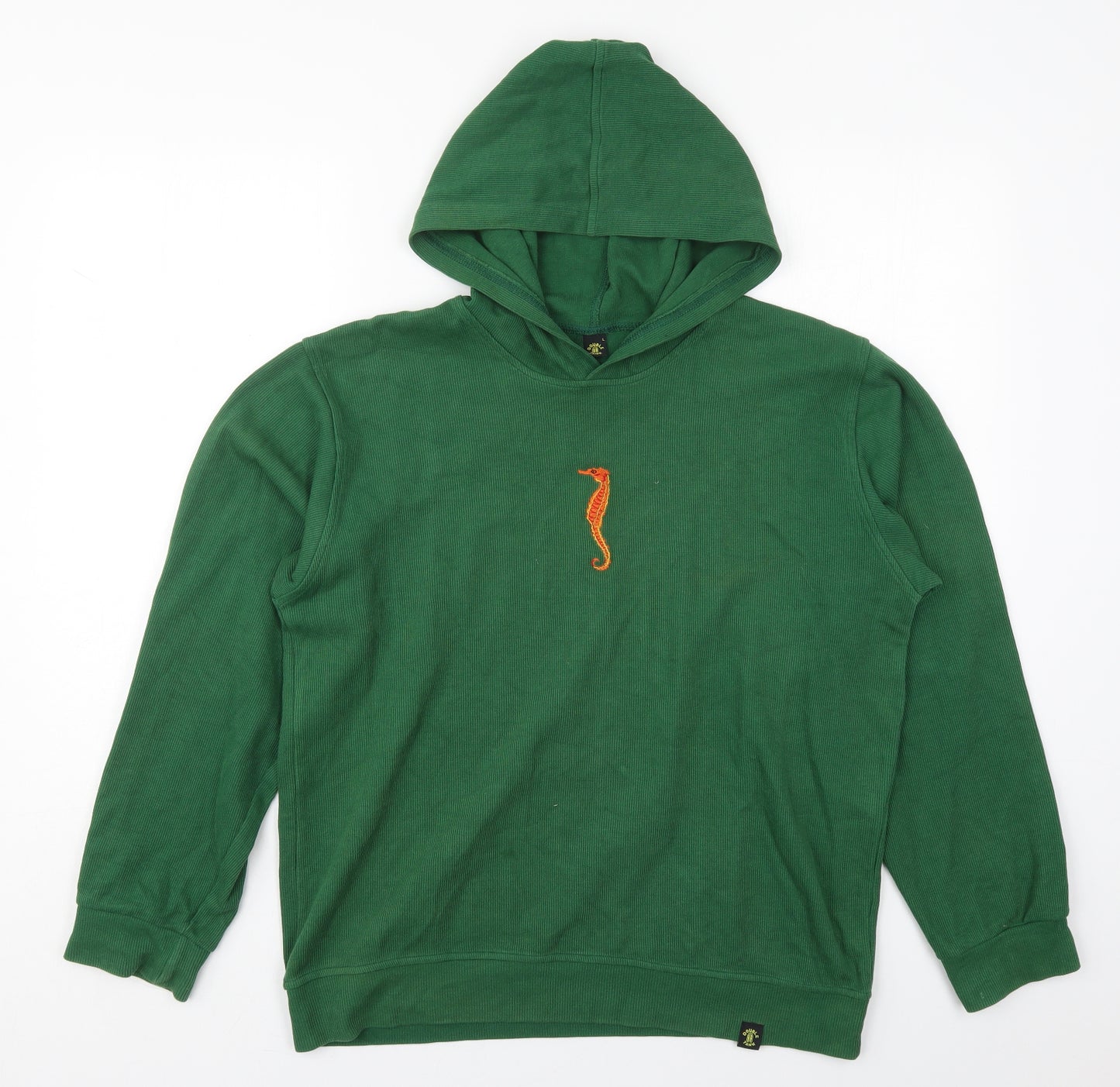 Double Tank Womens Green  Cotton Pullover Hoodie Size L  Pullover - Seahorse