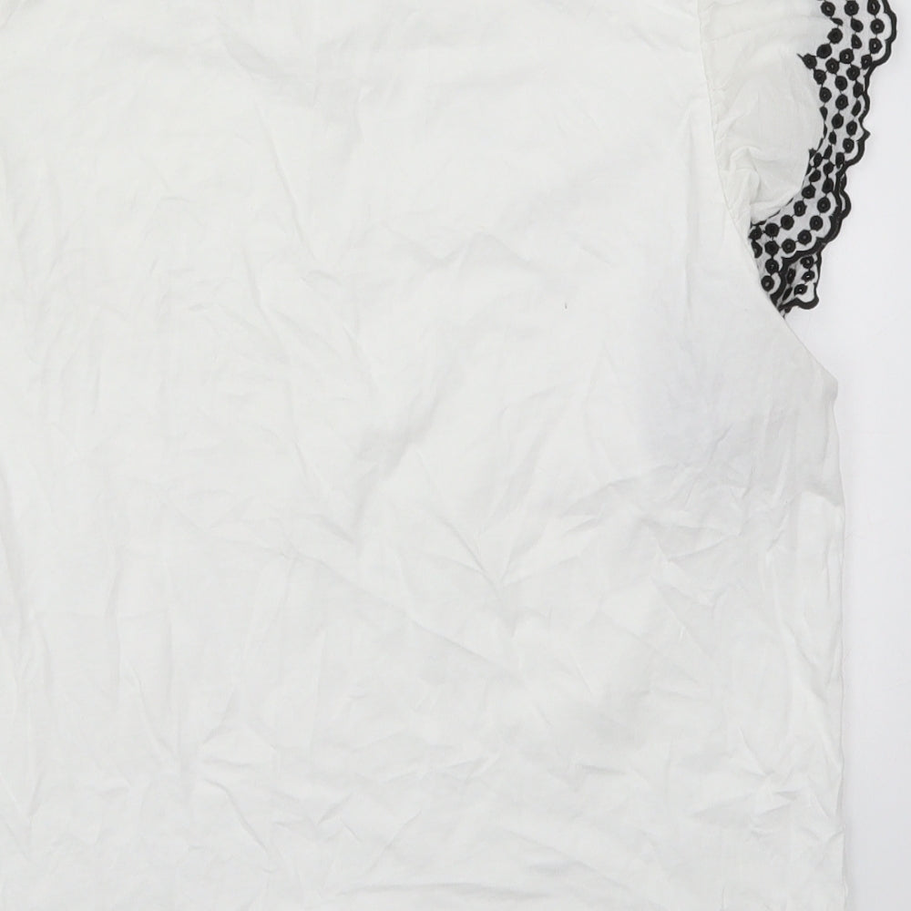 George Womens White  Cotton Basic T-Shirt Size 14 Crew Neck