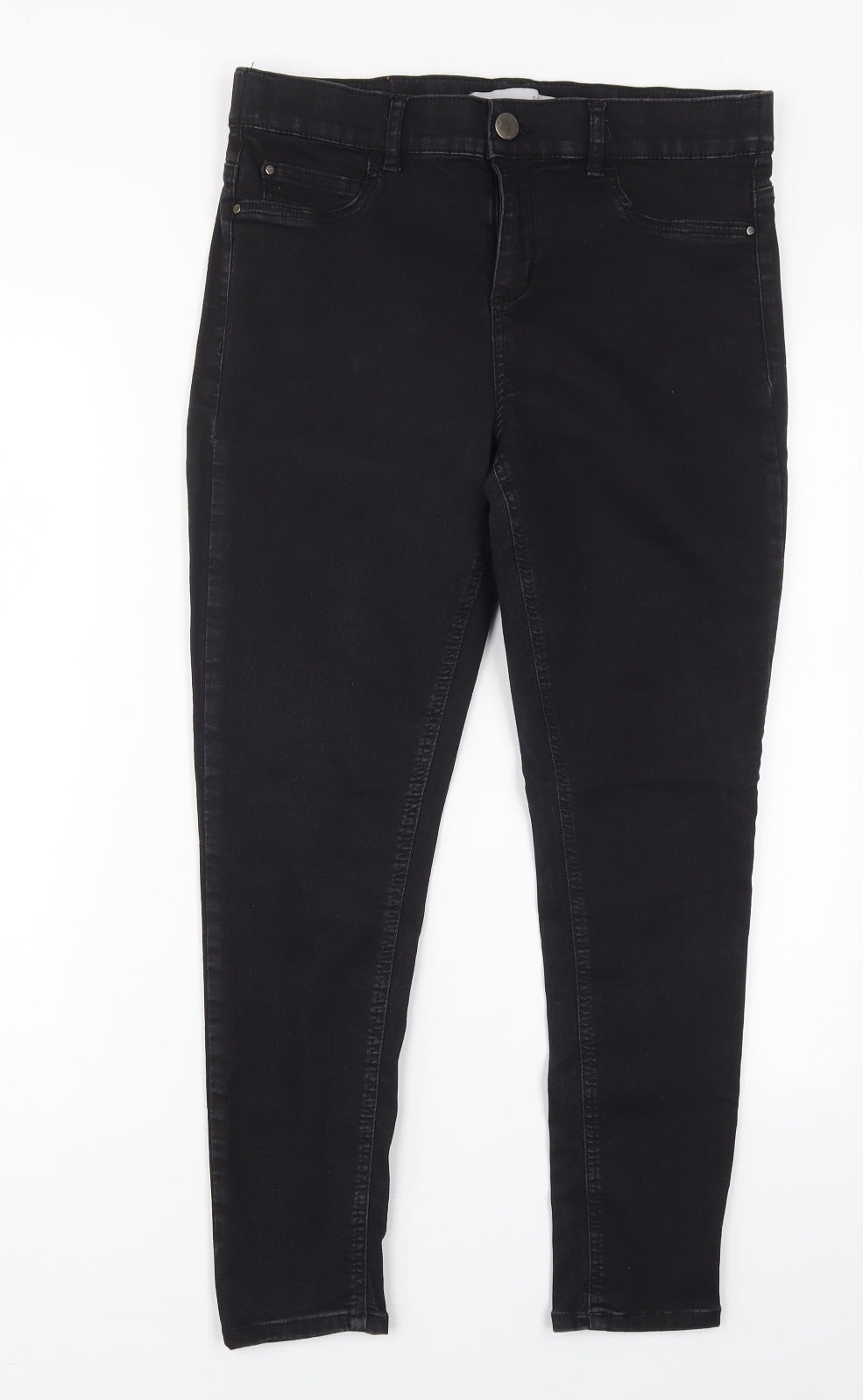 George Womens Black  Cotton Skinny Jeans Size 14 L26 in Regular Button
